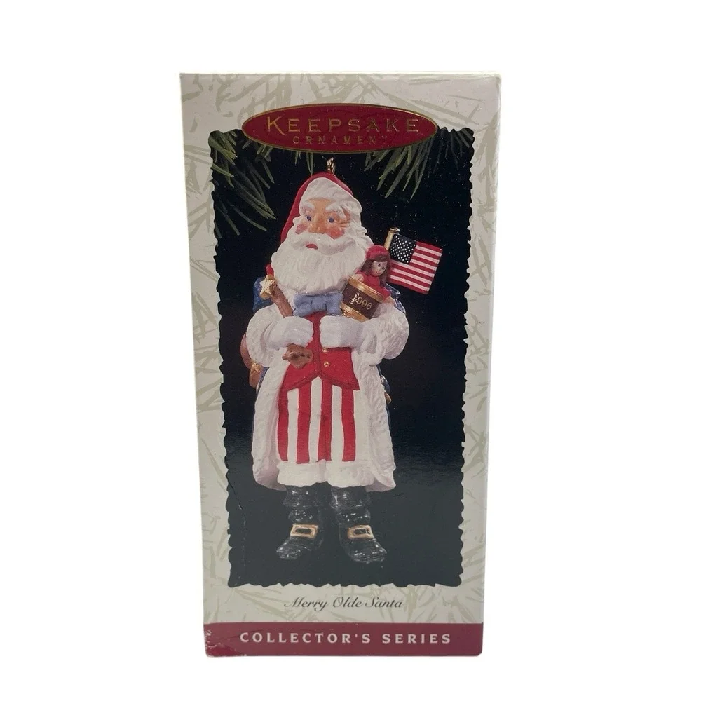 1996 Merry Olde Santa Hallmark Keepsake Ornament 7th In The Series Patriotic USA
